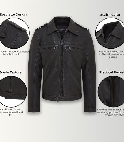 Men's Black Lamb Leather Biker Zipped Vintage Jacket