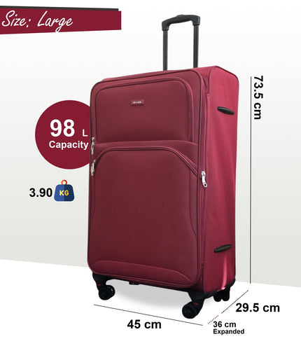 Gosford Large Soft Shell Suitcase in Burgundy Red
