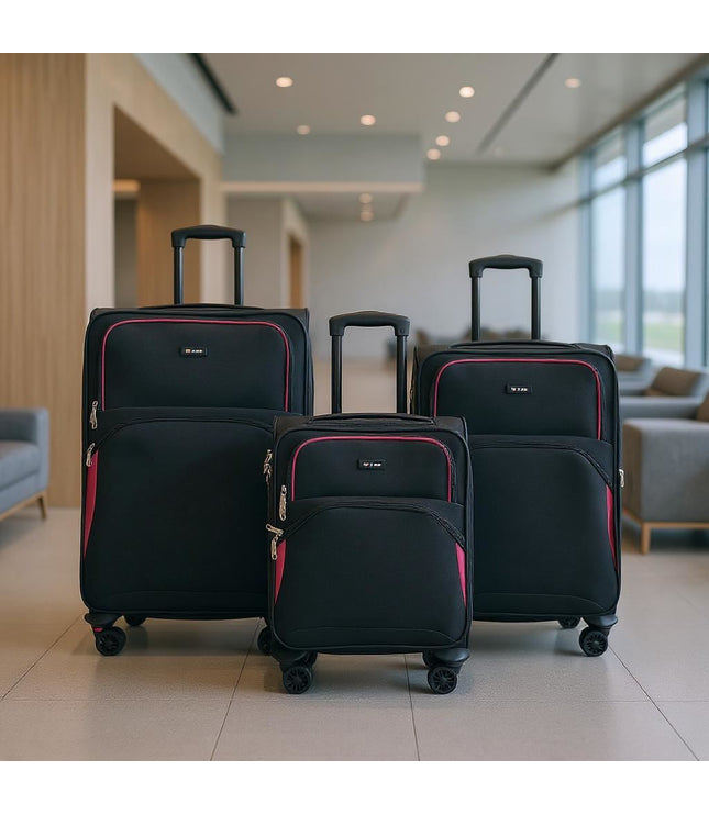 Gosford Set of 3 Soft Shell Suitcase in Black