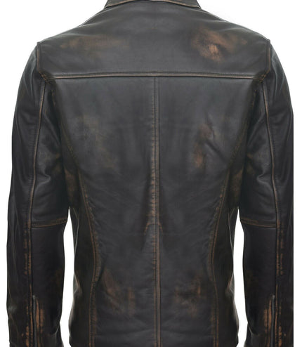 Mens Vintage Black Leather Biker Jacket- Sarajevo