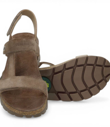Panama Jack Women's Wedge Stone Grey Suede Leather Sandals - Selma B18