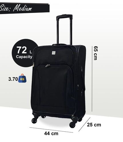 Corsham Medium Soft Shell Suitcase in Black