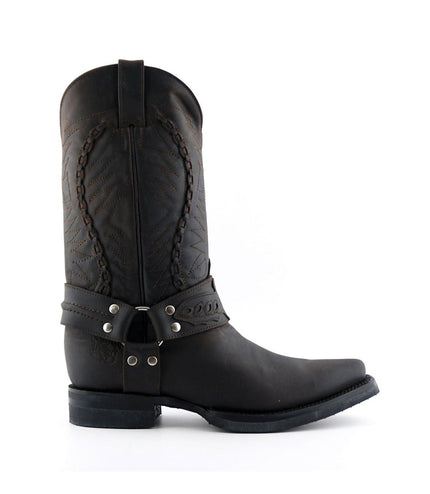Grinders Mens Brown Leather Cowboy Boot - Galveston