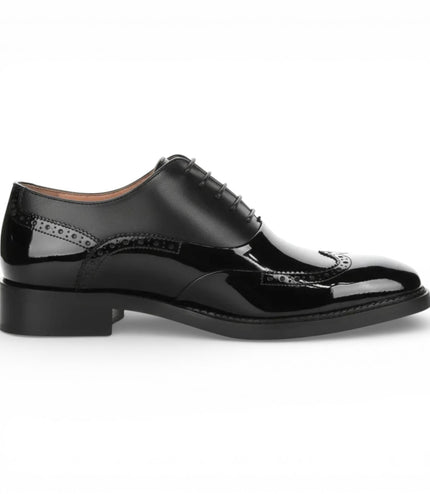 Justin Reess Men's Black Patent Leather Brogue Shoes - Harry