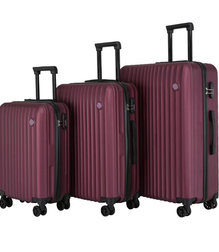 Edmonton Set of 3 Hard Shell Suitcase in Burgundy