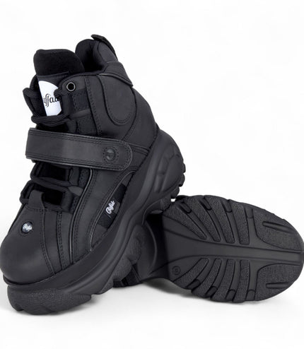 Buffalo Womens Black Leather Chunky Platform High Ankle Boots - 1348-14 2.0