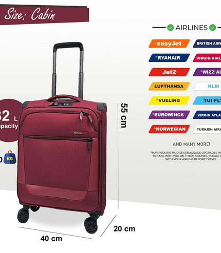 Bourne Cabin Soft Shell Suitcase in Burgundy