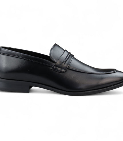 Men's Black Slip-On Loafers Leather Lined Smart Shoes