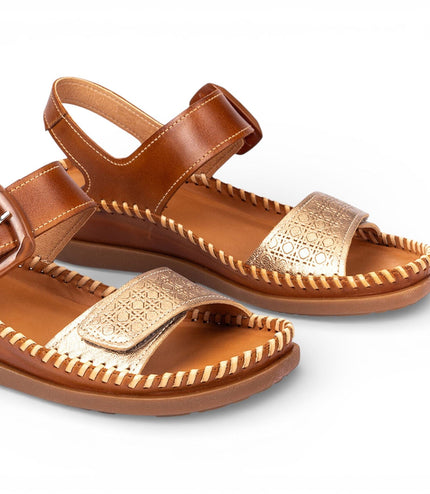 Pikolinos Women's Brown Leather Lightweight Summer Wedge Sandals - Cadaques