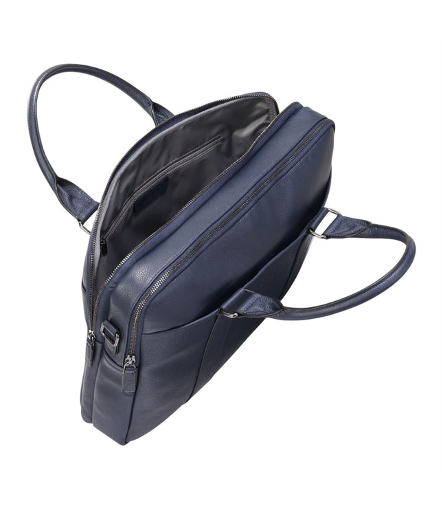 Genuine Leather Navy Laptop Business Briefcase Office Work Travel Bag - Sutton