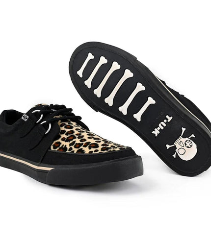 TUK Pointed Creeper Sneaker Black Leopard Canvas Platform Shoes - A9180