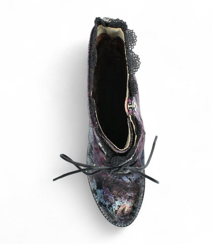 Laura Vita Alcbane 0351 Violet Floral Womens Gothic Victorian Leather Heeled High Boots