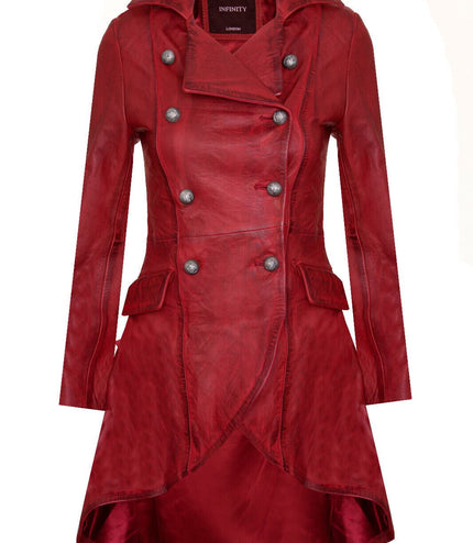 Womens Gothic Victorian Coat-Accra - Red