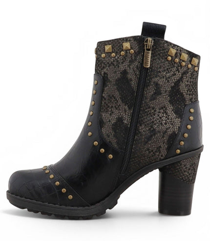Mustang Women's Black Floral Heeled Ankle Boots - M0162012