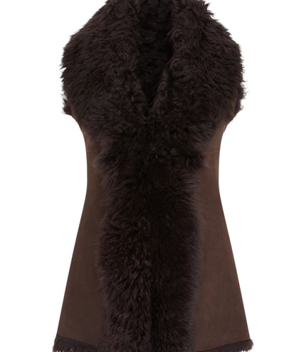 Women's Brown Toscana Shearling Nappa Leather Sheepskin Gilet - Parkes