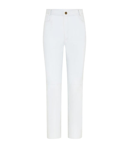 Womens White Lamb Leather 501 Biker Jeans - Ankara