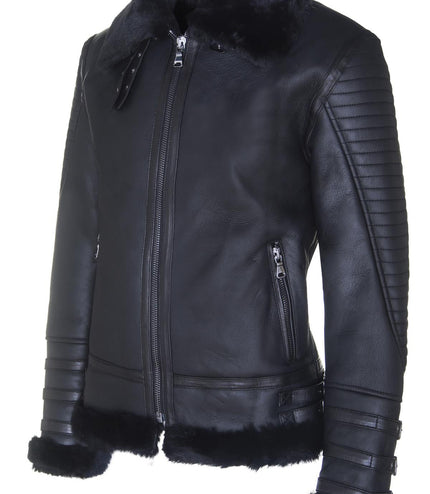Mens Retro Sheepskin Bomber Jacket-Asheville