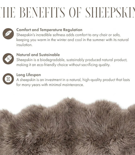 Genuine Taupe Sheepskin Natural Silky Soft Fluffy Real Wool Rug