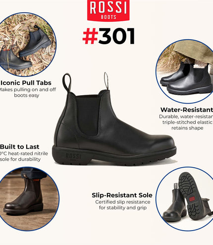 Rossi 301 Endura Black Leather Chelsea Boots