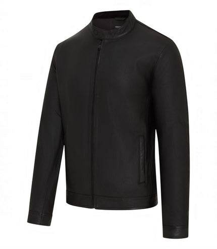 Mens Leather Black Racing Biker Jacket - Legar