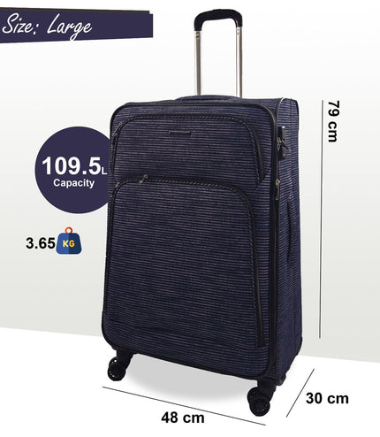 Ashbourne Large Soft Shell Suitcase in Lines