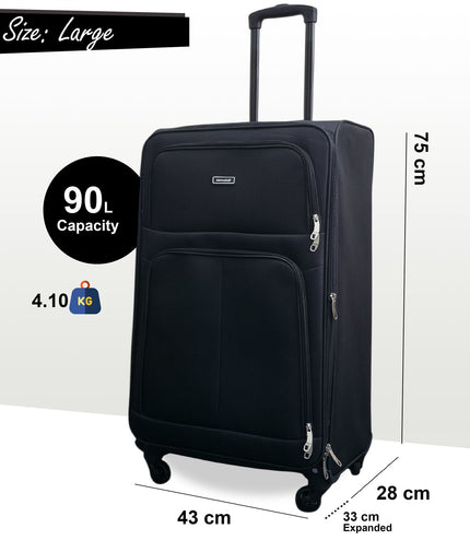 Tahara Large Soft Shell Suitcase in Black