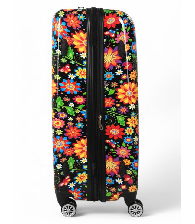 Ballina Large Hard Shell Suitcase in Black Flower