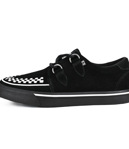 TUK Pointed Creeper Sneaker Black White Suede Platform Shoes - A9182