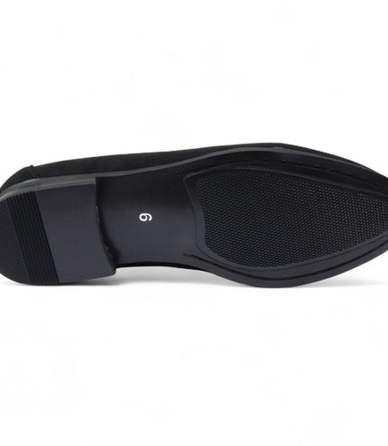 Men's Black Suede Loafers with Gold Buckle Slip-On Dress Shoes