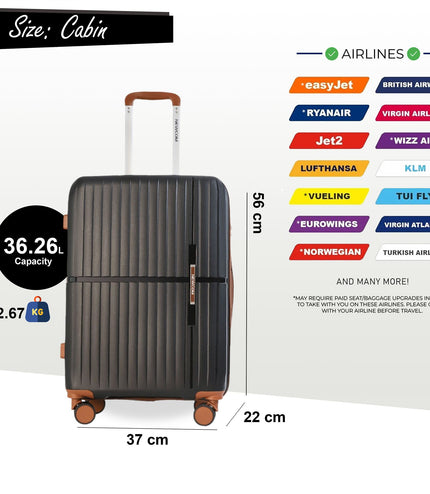 Corowa Cabin Hard Shell Suitcase in Black