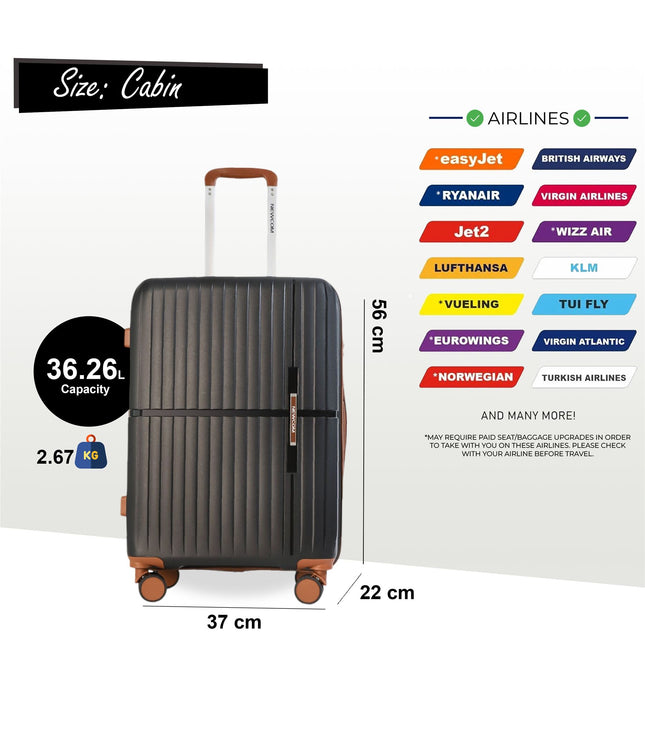 Corowa Cabin Hard Shell Suitcase in Black
