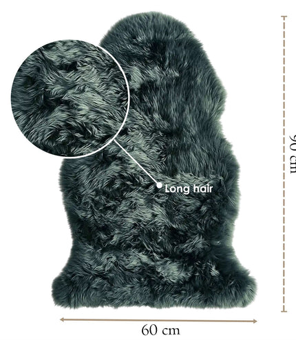 Genuine Thyme Green Sheepskin Natural Silky Soft Fluffy Real Wool Rug