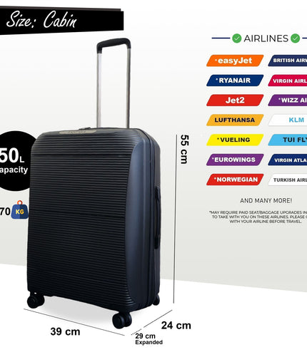Abiko Cabin Hard Shell Suitcase in Black