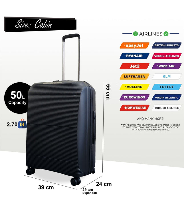 Abiko Cabin Hard Shell Suitcase in Black