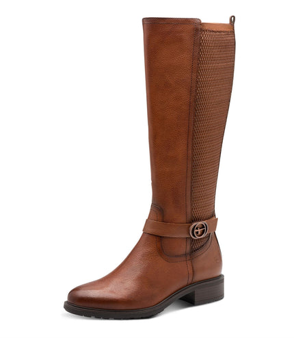 Tamaris Womens Cognac Brown Tan Leather Knee High Riding Boots