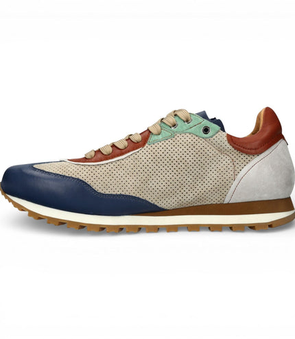 Lorenzo Conti Men's Aglae 02 Grey Blue Leather Trainers Sneaker Shoes