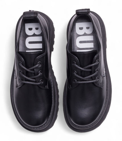 Buffalo Women's Black Lace-Up Chunky Platform Derby Shoes - Pluto