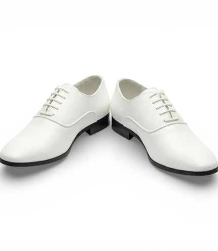 Men's Formal White Patent PU Leather Oxford Dress Brogue Shoes