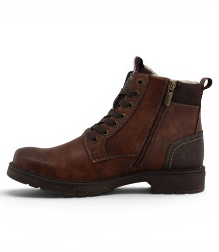 Mustang Men's Brown Faux Leather Winter Lace-Up Ankle Boots - M0081002