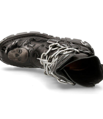 New Rock Black Spiked Mid-Calf Gothic Boots - 727-S1