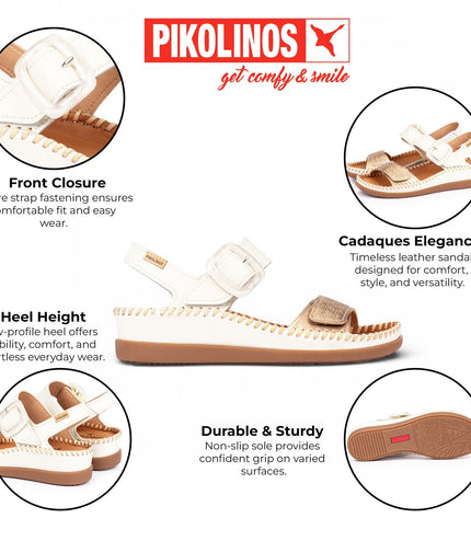 Pikolinos Women's White Leather Lightweight Summer Wedge Sandals - Cadaques
