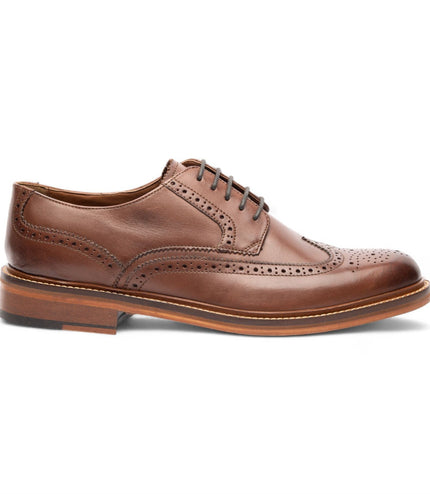 Chapman & Moore Men's Brown Leather Derby Brogue Oxford Dress Shoes