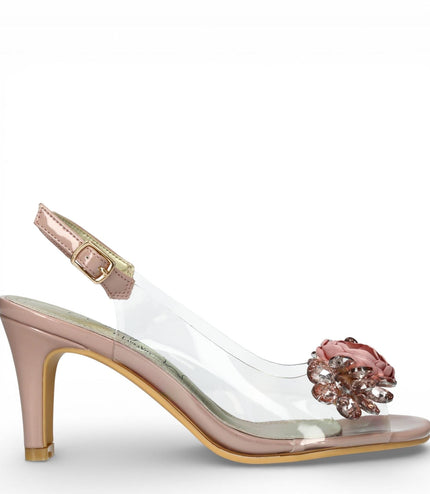 Laura Vita Women's Mira 05 Clear Rose Pink Slip-On Cinderella Heel Sandals