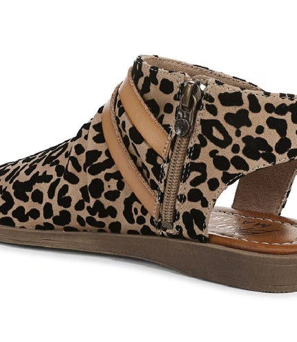 Blowfish Malibu Women's Brown Leopard Strappy Low Wedge Sandals - Denver
