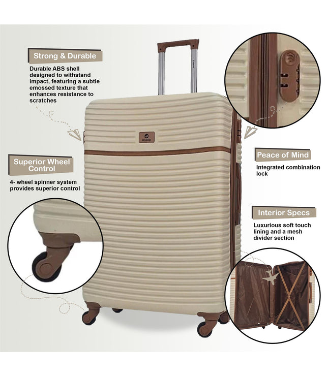Caistor Set of 3 Hard Shell Suitcase in Cream