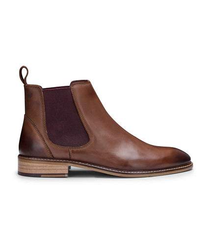 Mens Chestnut-Brown Leather Classic Chelsea Boots