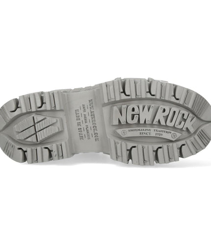 New Rock M-106Wall-C63 Grey Leather Urban Gothic Ankle Boots
