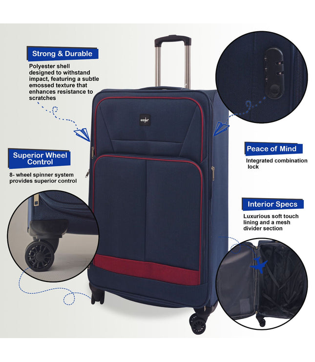 Andover Large Soft Shell Suitcase in Navy