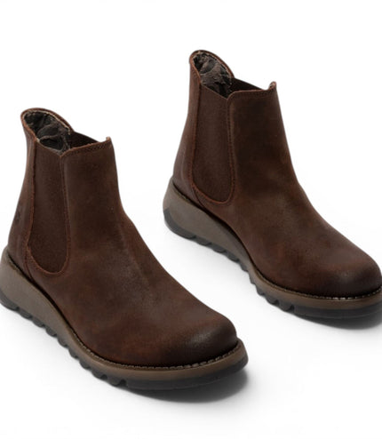 Fly London Womens Brown Chelsea Suede Leather Ankle Boots - SALV195