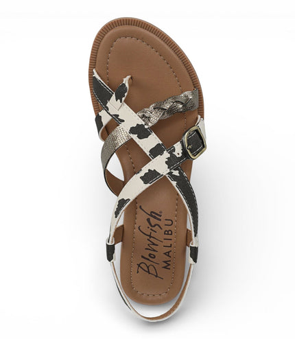 Blowfish Malibu Women's Black White Micro Wedge Strappy Sandals - April